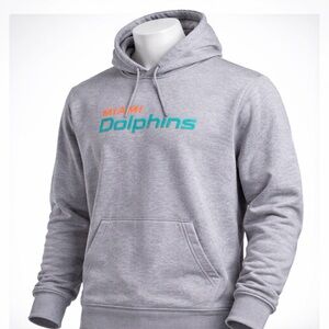 Nike Gray Miami Dolphins Pullover Hoodie with Teal and Orange Logo